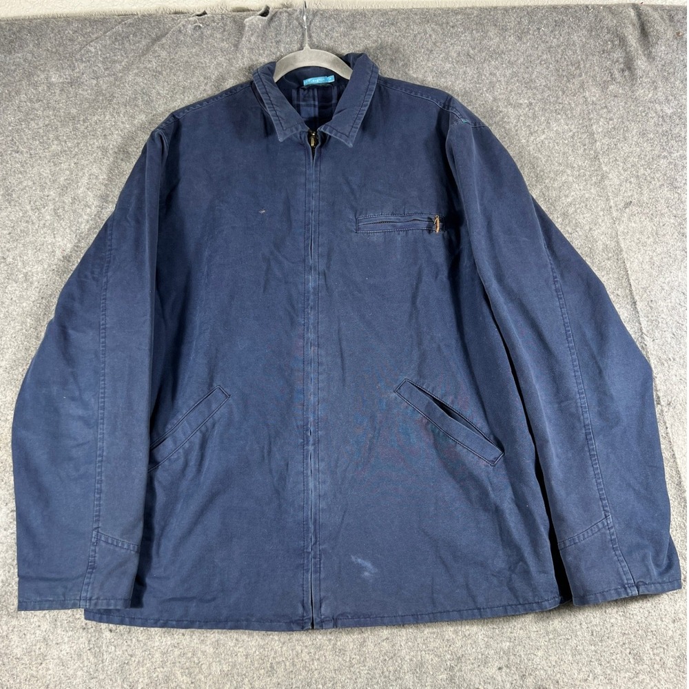 J. McLaughlin Field Jacket Mens Medium Blue Plaid Lined Full Zip Work Utility